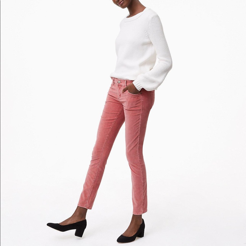 LOFT Modern Skinny Washed Velvet Pants faded rust
